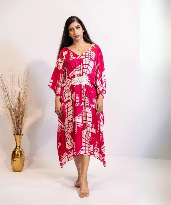 Fuchsia_Pink_Abstract_Kaftan_Dress_For_Women