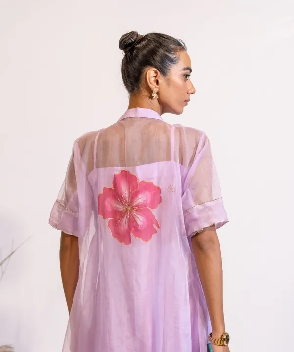 Lavender_Hand-Painted_Organza_Kurta_Set_For_Women