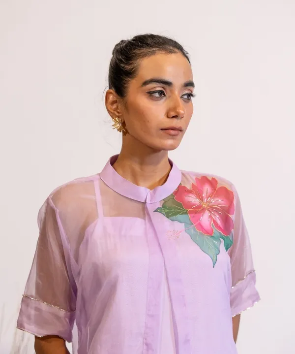 Lavender_Hand-Painted_Organza_Kurta_Set_For_Women