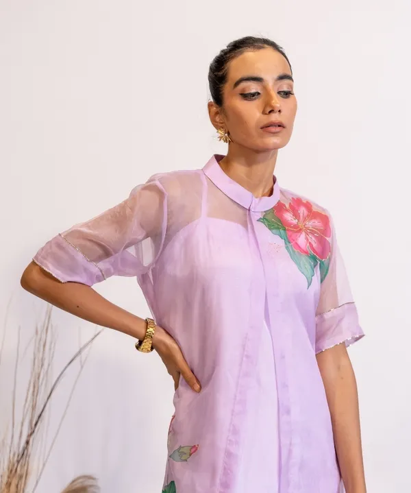 Lavender_Hand-Painted_Organza_Kurta_Set_For_Women