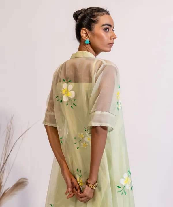 Pastel_Green_Hand-Painted_Organza_Kurta_Set_For_Women