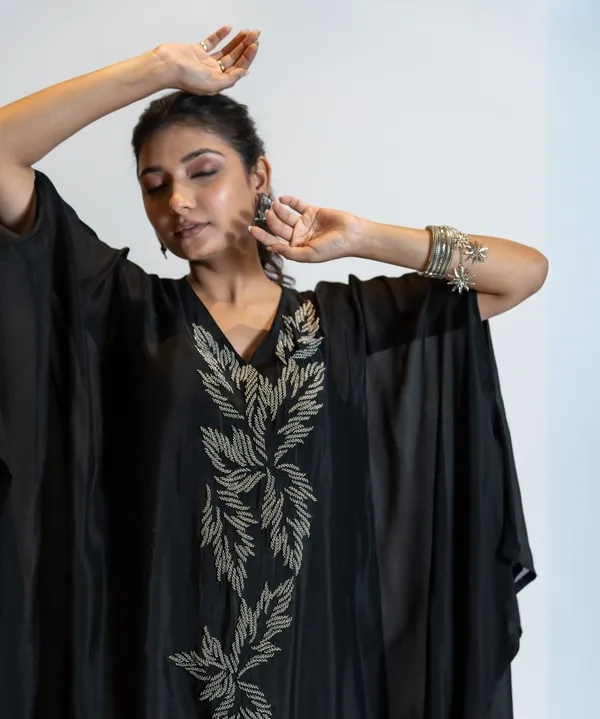 Black_Embroidered_Co-Ord_Set_With_Flared_Top_For_Women