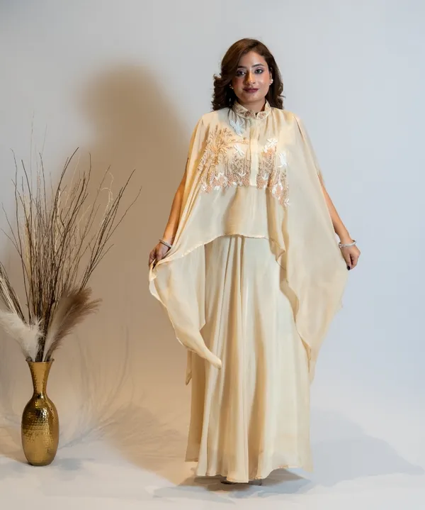 Champagne_Ivory_Hand-Embroidered_Georgette_Co-Ord_Set_For_Women
