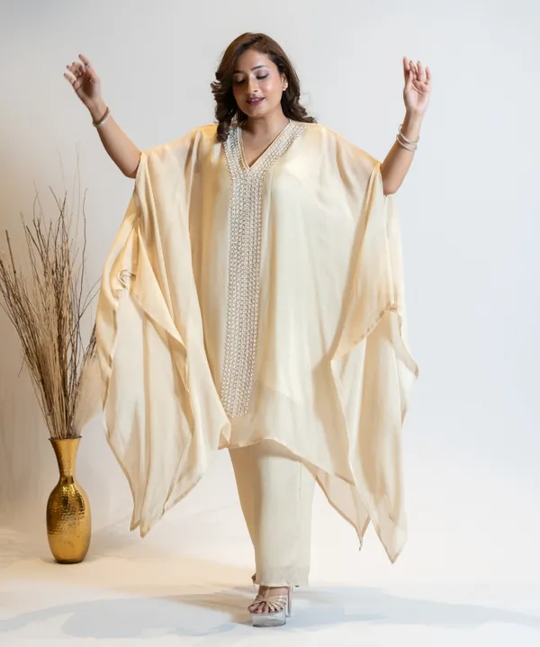 Cream_Hand-Embroidered_Georgette_Co-Ord_Set_For_Women