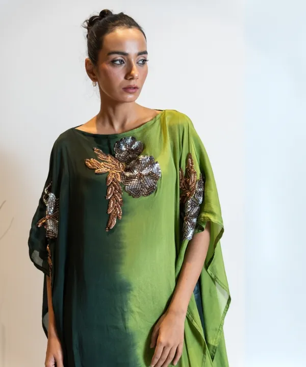 Forest_Green_Ombre_Embellished_Georgette_Kaftan_Dress_For_Women
