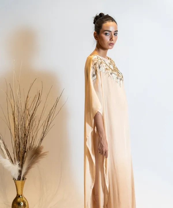 Champagne_Beige_Ombre_Embellished_Georgette_Kaftan_Dress_For_Women