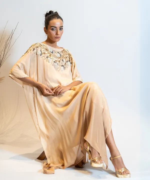 Champagne_Beige_Ombre_Embellished_Georgette_Kaftan_Dress_For_Women