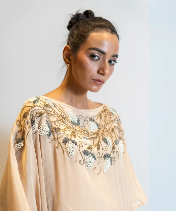 Champagne_Beige_Ombre_Embellished_Georgette_Kaftan_Dress_For_Women