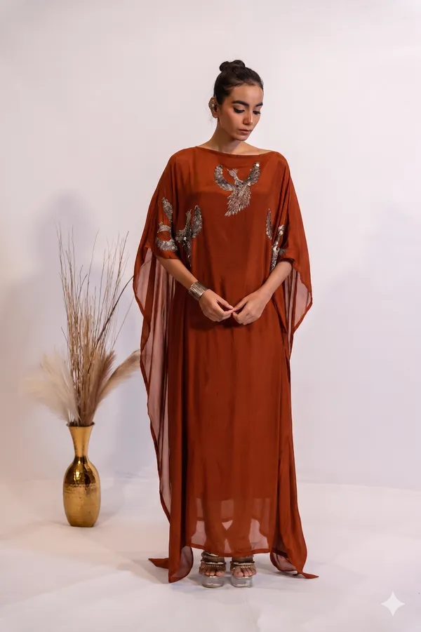 Burnt_Orange_Embellished_Kaftan_For_Women