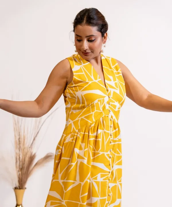 Sunlit_Yellow_Abstract_Print_Cotton_Midi_Dress_For_Women
