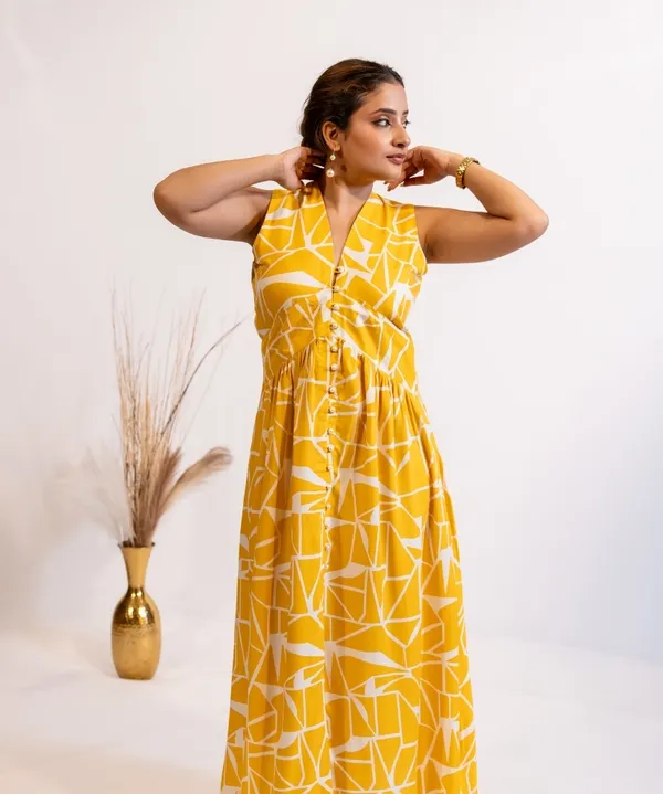 Sunlit_Yellow_Abstract_Print_Cotton_Midi_Dress_For_Women
