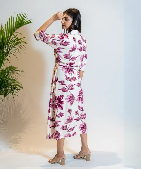 White_&_Plum_Floral_Cotton_Wrap_Dress_For_Women
