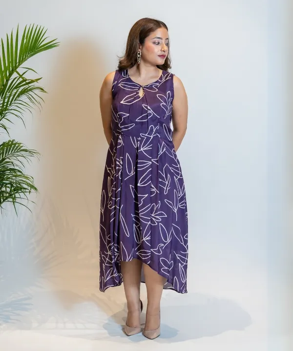 Plum_Cotton_High-Low_Printed_Dress_For_Women