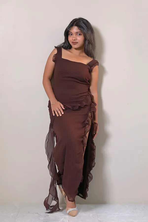 Black_Ruffle_Frill_High_Slit_Beach_Maxi_Dress