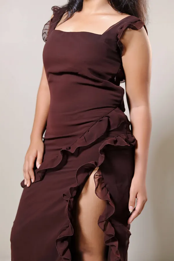 Black_Ruffle_Frill_High_Slit_Beach_Maxi_Dress
