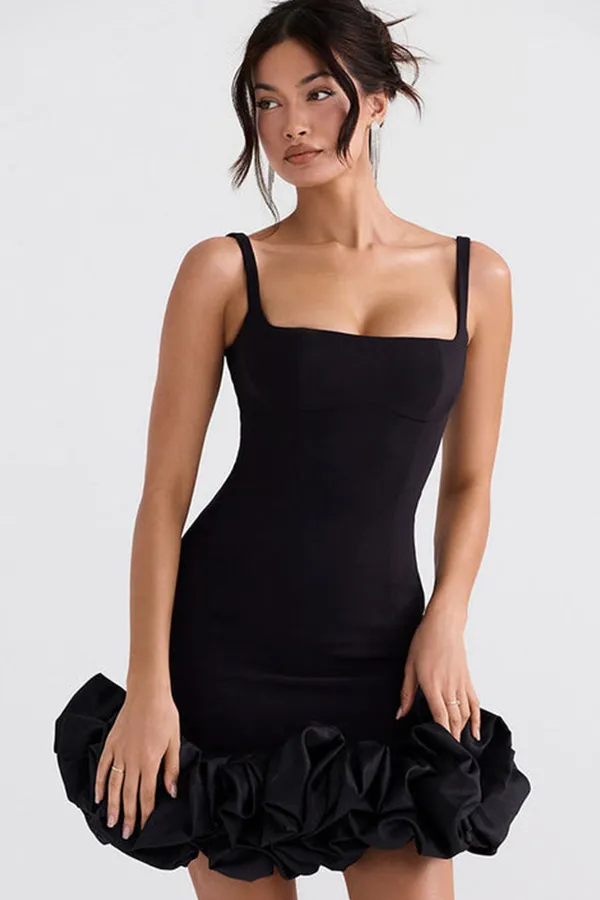 Black_Spaghetti_Strap_Square_Neck_Mini_Bodycon_Dress_With_Ruffle