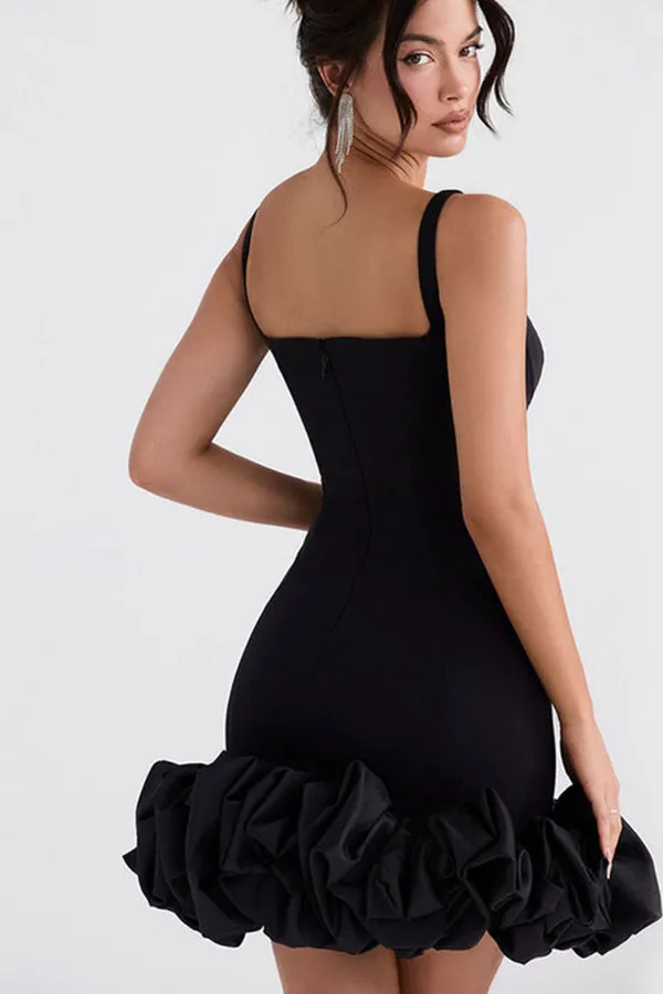 Black_Spaghetti_Strap_Square_Neck_Mini_Bodycon_Dress_With_Ruffle