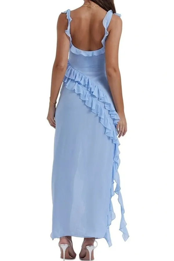 Blue_Ruffle_Frill_High_Slit_Maxi_Dress