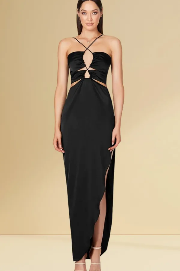 Halter_Neck_Hollow_Out_Asymmetric_Split_Cutout_Dress