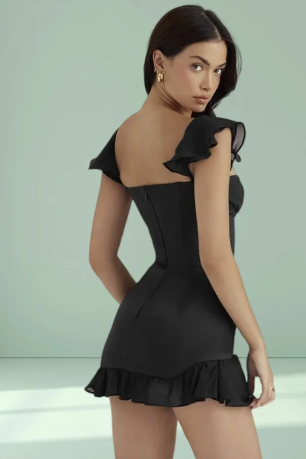 Kassey_Black_Boning_Corset_Ruffled_Short_Dress