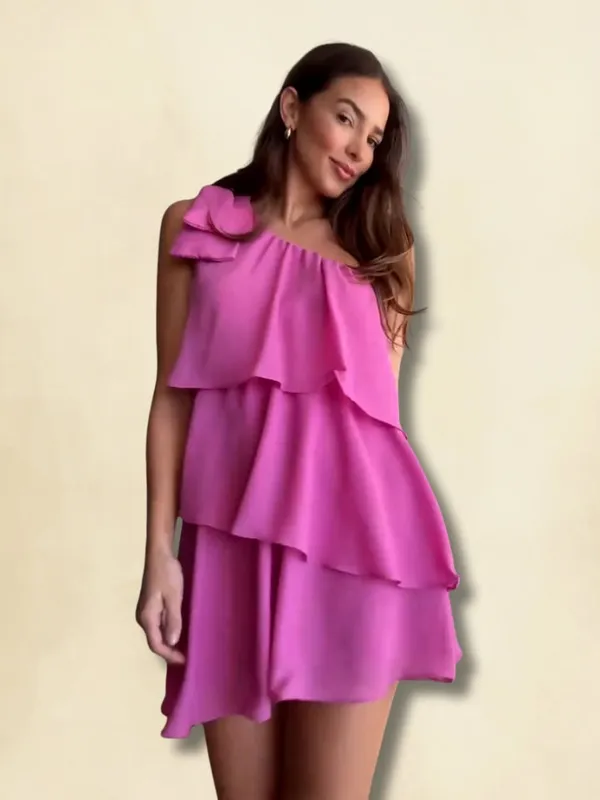 Petal_Wave_One_Shoulder_Short_Dress