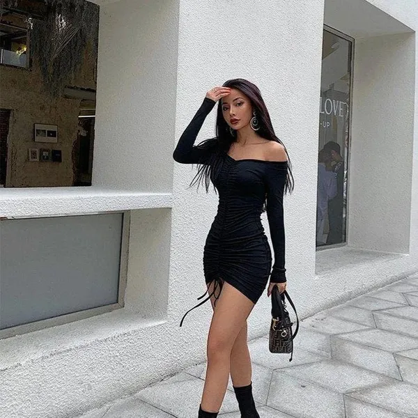 Selene_Shadow_Ignite_Drawstring_Full_Sleeves_Short_Dress