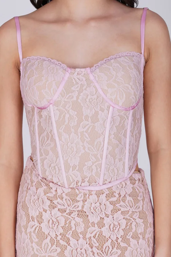 White_Backless_Strap_Tube_Top_Lace_Stitching_Co-Ord_Skirt_Set