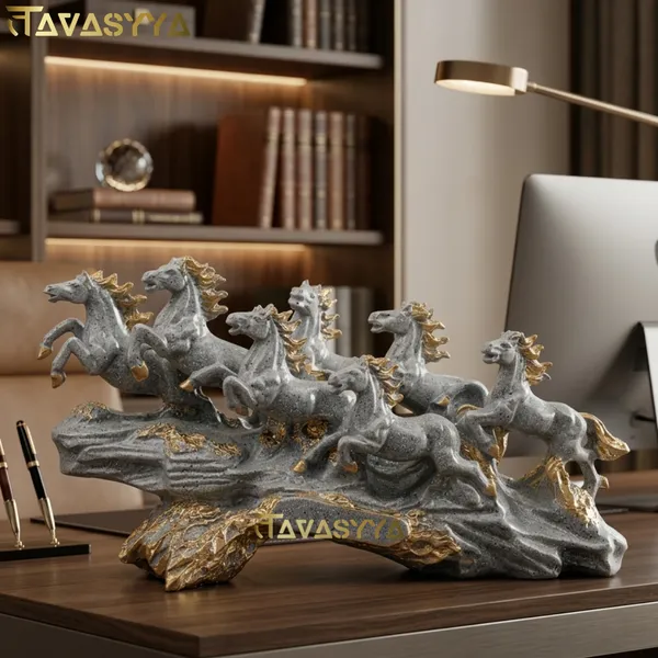 Tavasyya_Seven_Running_Horses_Statue_for_Home_Decor_|_Grey_&_Gold_Feng_Shui_Horse_Showpiece_(18.8_Inch)_|_Vastu_Wealth_&_Success_Symbol_for_Living_Room,_Office_Desk_&_Business_D�cor