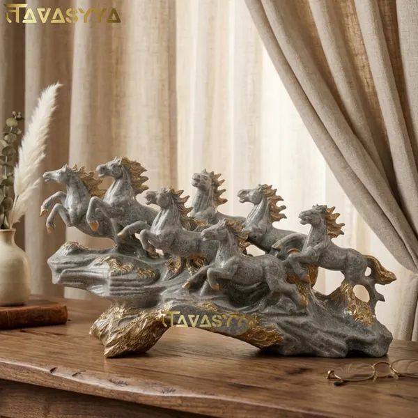 Tavasyya_Seven_Running_Horses_Statue_for_Home_Decor_|_Grey_&_Gold_Feng_Shui_Horse_Showpiece_(18.8_Inch)_|_Vastu_Wealth_&_Success_Symbol_for_Living_Room,_Office_Desk_&_Business_D�cor