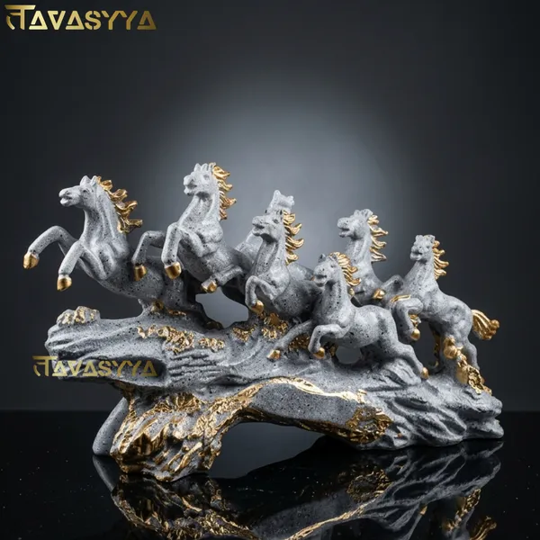 Tavasyya_Seven_Running_Horses_Statue_for_Home_Decor_|_Grey_&_Gold_Feng_Shui_Horse_Showpiece_(18.8_Inch)_|_Vastu_Wealth_&_Success_Symbol_for_Living_Room,_Office_Desk_&_Business_D�cor