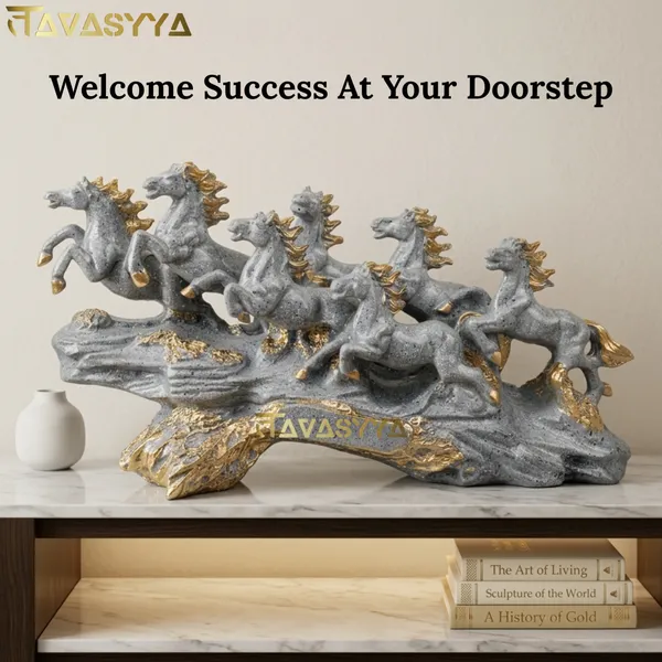 Tavasyya_Seven_Running_Horses_Statue_for_Home_Decor_|_Grey_&_Gold_Feng_Shui_Horse_Showpiece_(18.8_Inch)_|_Vastu_Wealth_&_Success_Symbol_for_Living_Room,_Office_Desk_&_Business_D�cor