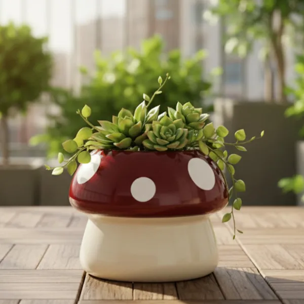 Tavasyya_Mushroom_Shaped_Ceramic_Planter__Cute_Indoor_Plant_Pot_for_Table,_Balcony,_and_Garden_|_Cream_&_Cherry_Red_|_Mushroom_Plant_Pot_|_Cachepot_|_13_cm_H_x_14_cm_D