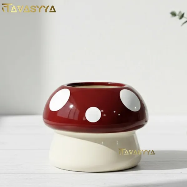 Tavasyya_Mushroom_Shaped_Ceramic_Planter__Cute_Indoor_Plant_Pot_for_Table,_Balcony,_and_Garden_|_Cream_&_Cherry_Red_|_Mushroom_Plant_Pot_|_Cachepot_|_13_cm_H_x_14_cm_D