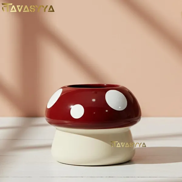 Tavasyya_Mushroom_Shaped_Ceramic_Planter__Cute_Indoor_Plant_Pot_for_Table,_Balcony,_and_Garden_|_Cream_&_Cherry_Red_|_Mushroom_Plant_Pot_|_Cachepot_|_13_cm_H_x_14_cm_D