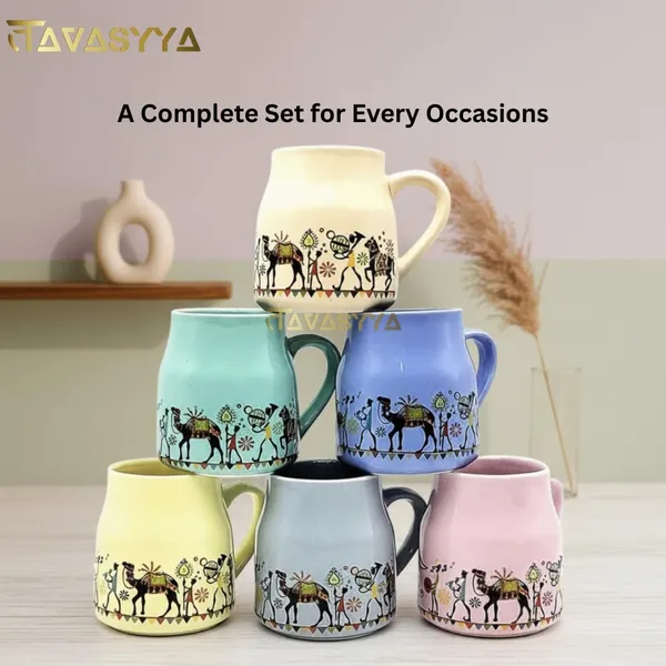 Set_of_6_Multi-Color_Ceramic_Elephant_Print_Cups_|_(Grey,_Pink,_Blue,_Yellow,_Beige)_|_Coffee,_Tea_Cups_|_Microwave_&_Dishwasher_Safe_|_Crockery_Set_for_Daily_Use_&_Gifting