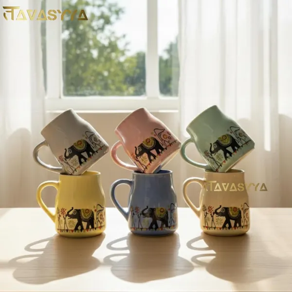 Set_of_6_Multi-Color_Ceramic_Elephant_Print_Cups_|_(Grey,_Pink,_Blue,_Yellow,_Beige)_|_Coffee,_Tea_Cups_|_Microwave_&_Dishwasher_Safe_|_Crockery_Set_for_Daily_Use_&_Gifting