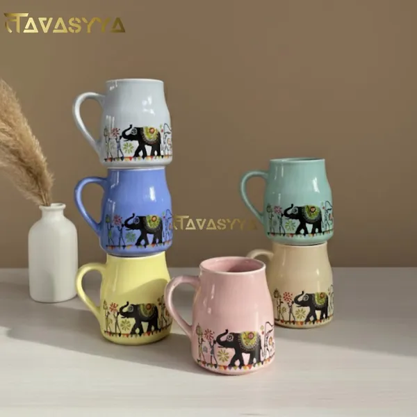 Set_of_6_Multi-Color_Ceramic_Elephant_Print_Cups_|_(Grey,_Pink,_Blue,_Yellow,_Beige)_|_Coffee,_Tea_Cups_|_Microwave_&_Dishwasher_Safe_|_Crockery_Set_for_Daily_Use_&_Gifting