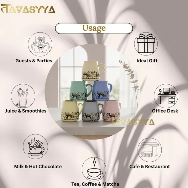 Set_of_6_Multi-Color_Ceramic_Elephant_Print_Cups_|_(Grey,_Pink,_Blue,_Yellow,_Beige)_|_Coffee,_Tea_Cups_|_Microwave_&_Dishwasher_Safe_|_Crockery_Set_for_Daily_Use_&_Gifting
