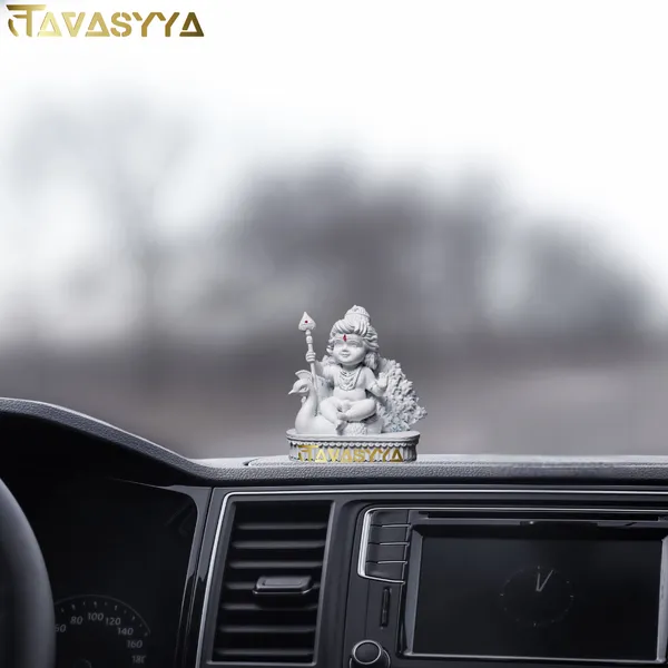 Tavasyya_Lord_Murugan_Idol_|_Bal_Kartikeya/Skanda/Subrahmanya_Swamy_Statue_with_Peacock_|_for_Mandir,_Car_Dashboard,_Home_Temple,_Office_Desk_&_Home_Decor_&_Spiritual_Gifting_(Matte_White)