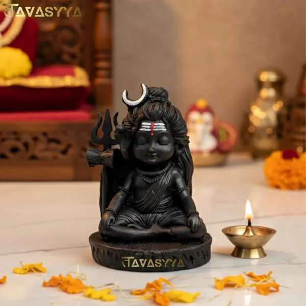 Tavasyya_Bal_Shiv_Figurine_in_Matte_Black_|_Batuk_Bhairav_Murti_for_Car_Interior_|_Cute_Baby_Shiva_Idol_for_Car_Dashboard,_Home_Decor,_Temple,_Office_Table_&_Study_Desk_Decor,_Spiritual_Gift_Showpiece