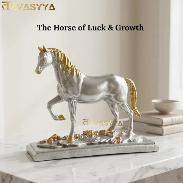 Tavasyya_Walking_Horse_Statue_for_Business_&_Home_Decor_|_Feng_Shui_Horse_Figurine_In_Liquid_Silver_Finish_With_Rich_Golden_Leaf_Detailing_|_Vastu_Success_&_Wealth_Symbol_for_Office_Desk_&_Living_Room