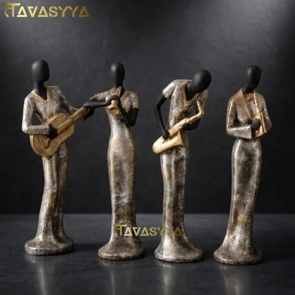 Tavasyya_Set_of_4_Musical_Lady_Figurines_�_Black,_Silver_&_Gold_Finish_Modern_Art_Statues_|_Instrument_Playing_Women_Showpiece_for_Home_Decor,_Living_Room,_Office_Table_&_Shelf_Premium_Gifting