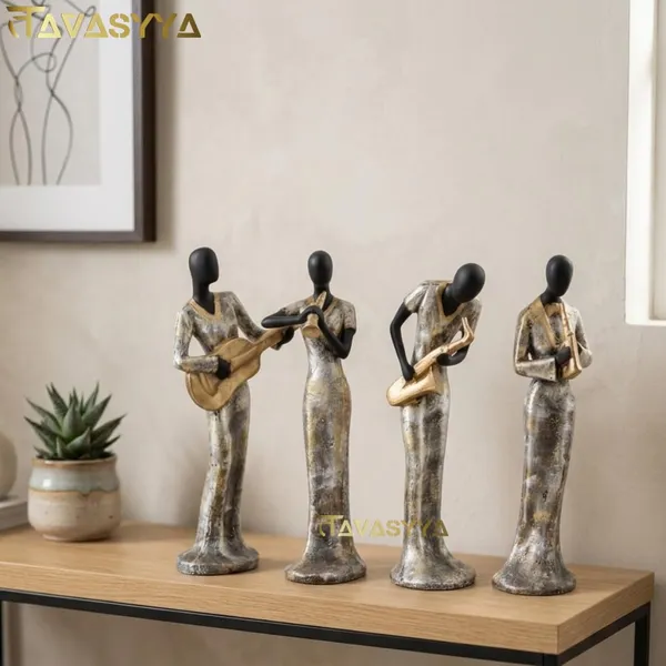 Tavasyya_Set_of_4_Musical_Lady_Figurines_�_Black,_Silver_&_Gold_Finish_Modern_Art_Statues_|_Instrument_Playing_Women_Showpiece_for_Home_Decor,_Living_Room,_Office_Table_&_Shelf_Premium_Gifting