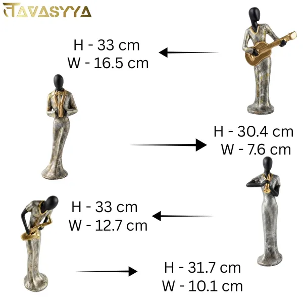 Tavasyya_Set_of_4_Musical_Lady_Figurines_�_Black,_Silver_&_Gold_Finish_Modern_Art_Statues_|_Instrument_Playing_Women_Showpiece_for_Home_Decor,_Living_Room,_Office_Table_&_Shelf_Premium_Gifting