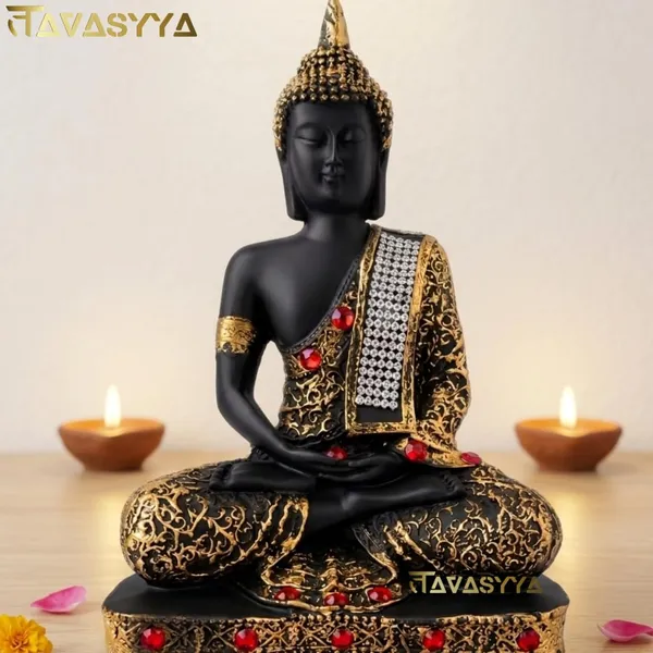 Tavasyya_Beautiful_Meditating_Buddha_Idol_Statue,_25_cm_Black_&_Gold_Buddha_Showpiece_with_Red_Stone_Detailing_|_Peaceful_Sitting_Meditation_Pose_for_Home_Decor,_Office,_Temple_&_Spiritual_Gift