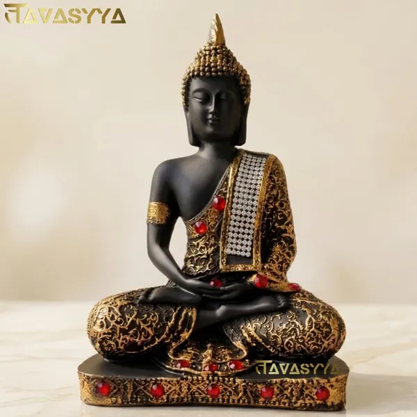 Tavasyya_Beautiful_Meditating_Buddha_Idol_Statue,_25_cm_Black_&_Gold_Buddha_Showpiece_with_Red_Stone_Detailing_|_Peaceful_Sitting_Meditation_Pose_for_Home_Decor,_Office,_Temple_&_Spiritual_Gift