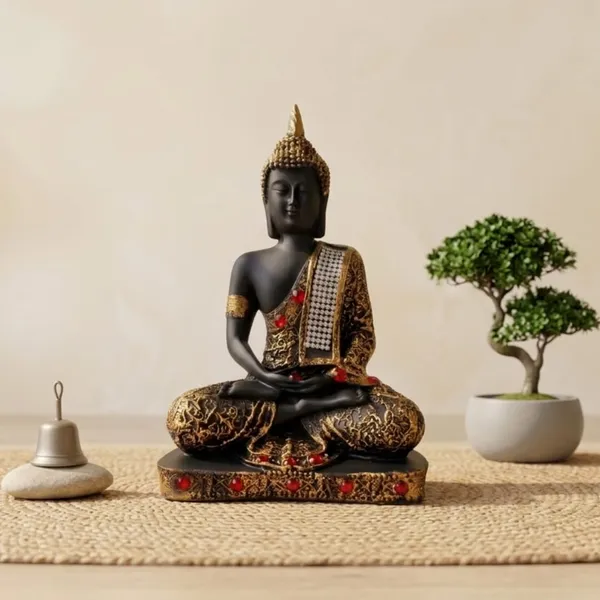 Tavasyya_Beautiful_Meditating_Buddha_Idol_Statue,_25_cm_Black_&_Gold_Buddha_Showpiece_with_Red_Stone_Detailing_|_Peaceful_Sitting_Meditation_Pose_for_Home_Decor,_Office,_Temple_&_Spiritual_Gift