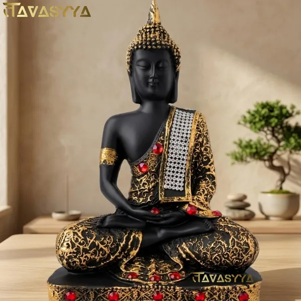 Tavasyya_Beautiful_Meditating_Buddha_Idol_Statue,_25_cm_Black_&_Gold_Buddha_Showpiece_with_Red_Stone_Detailing_|_Peaceful_Sitting_Meditation_Pose_for_Home_Decor,_Office,_Temple_&_Spiritual_Gift