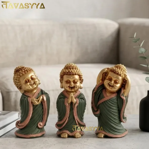 Tavasyya_Handcrafted_Baby_Buddha_Statue_Set_of_3_�_Feng_Shui_Smiling_Monk_Figurines_for_Peace,_Happiness_&_Positivity_|_Home_Decor_Showpiece_for_Living_Room,_Office_Table_&_Shelf_(8.26_Inches)