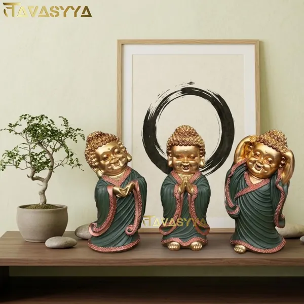 Tavasyya_Handcrafted_Baby_Buddha_Statue_Set_of_3_�_Feng_Shui_Smiling_Monk_Figurines_for_Peace,_Happiness_&_Positivity_|_Home_Decor_Showpiece_for_Living_Room,_Office_Table_&_Shelf_(8.26_Inches)